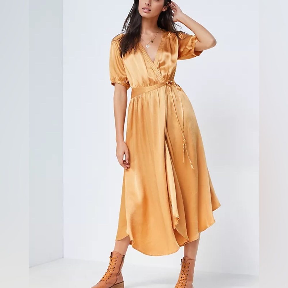 Elegant Gold Wrap Jumpsuit